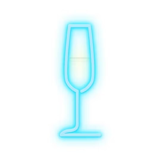 Neonlicht van champagneglas